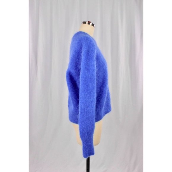 Aritzia WILFRED Serment Bright Cobalt Blue Fuzzy Mohair Oversized Sweater Size M - Picture 3 of 13